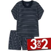 Schiesser Just Stripes Short Pyjamas Marine bomull 44 Dame