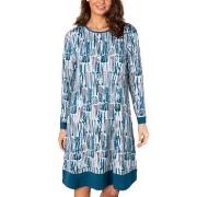 Lady Avenue Bamboo Longsleeve Nightdress Blå Mønster bomull Large Dame