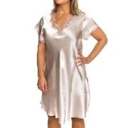 Lady Avenue Pure Silk Nightgown With Lace Champagne silke XX-Large Dam...