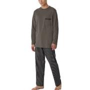 Schiesser Comfort Nightwear Long Pyjamas Brun Mønster bomull 56 Herre