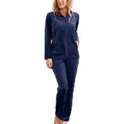 Damella Velour Plain Suit Marine XX-Large Dame