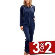 Damella Velour Plain Suit Marine 3XL Dame