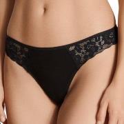 Calida Truser Natural Comfort Lace Thong Svart bomull Small Dame