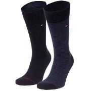 Tommy Hilfiger Strømper 2P Men Sock Stripe Svart/Blå Str 43/46 Herre