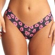 Hanky Panky Truser 2P Printed Low Rise Thong Svart/Rosa nylon One Size...