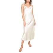 Lady Avenue Pure Silk Long Nightgown With Lace Benhvit silke X-Large D...