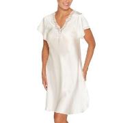 Lady Avenue Pure Silk Nightgown With Lace Benhvit silke X-Small Dame