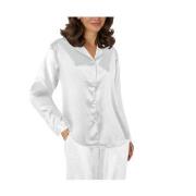 Lady Avenue Satin Pyjama With Short Sleeves Benhvit silke X-Large Dame