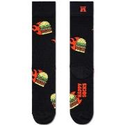 Happy socks Strømper 2P Flaming Burger Sock Svart Mønster bomull Str 4...