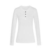 Stedman Sharon Henley Long Sleeve For Women Hvit ringspunnet bomull Sm...