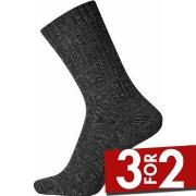 Egtved Strømper Wool Ribbed Sock Mørkgrå  Str 45/48