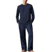 Calvin Klein Cotton Poplin Long Sleeve Pant Set Marine Large Dame