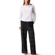 Calvin Klein Flannel Sleep LS Tee And Pant Set Hvit/Svart polyamid Lar...