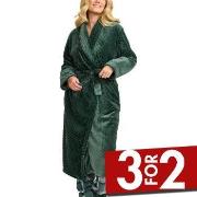 Damella Jaquard Fleece Dressing Gown Grønn polyester XX-Large Dame