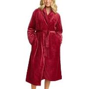 Damella Jaquard Fleece Dressing Gown Rød polyester Medium Dame