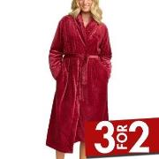 Damella Jaquard Fleece Dressing Gown Rød polyester XX-Large Dame