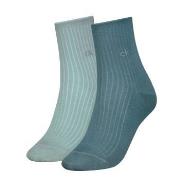 Calvin Klein Strømper 2P Short Sock Roll Top Turkis/Blå Str 35/38 Dame