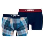 Levis 2P Plaid Aop Boxer Brief Marine/Blå bomull X-Large Herre