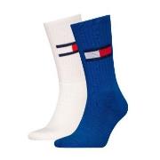 Tommy Men Uni TJ Flag Socks Strømper 2P Hvit/Blå Str 35/38