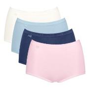 Sloggi Truser 4P Basic Plus Maxi Panty Rosa/Blå bomull 38 Dame