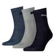 Puma Strømper 3P Short Crew Unisex Socks Marine/Grå Str 39/42