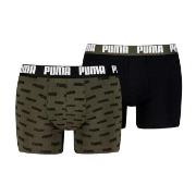 Puma 2P Everyday Aop Boxer Svart/Grønn bomull Large Herre