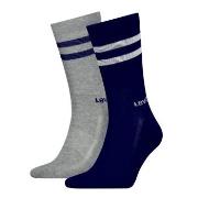 Levis Strømper 2P Regular Cut Stripe Socks Marine/Grå Str 39/42