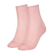 Calvin Klein Strømper 2P Short Sock Roll Top Lysrosa Str 35/38 Dame