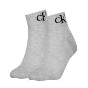 Calvin Klein Strømper 2P Women Monogram Quarter Socks Grå Str 35/38 Da...