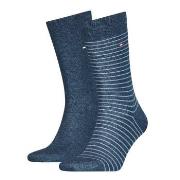Tommy Hilfiger Strømper 2P Men Sock Stripe Jeansblå Str 43/46 Herre