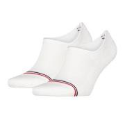 Tommy Uni TJ Iconic Footie Socks Strømper 2P Hvit bomull Str 43/46