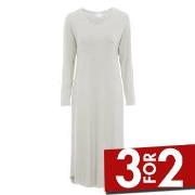 Damella Bamboo Plain Long Sleeve Nightdress Grå Bambus X-Large Dame
