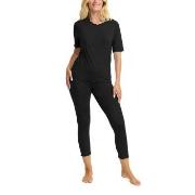 Damella Bamboo Short Sleeve Pyjamas Svart Bambus X-Large Dame