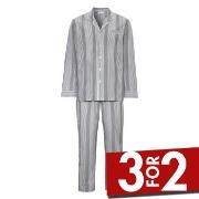 Damella Carl Long Sleeve Pyjamas Gråstripet bomull Large Dame