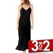 Damella Long Silk Nightdress Svart silke X-Small Dame