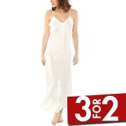 Damella Long Silk Nightdress Elfenben silke X-Small Dame