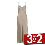Damella Long Silk Nightdress Nougat silke X-Small Dame