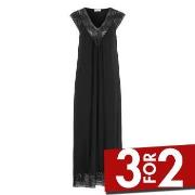 Damella Long Viscose Plain Sleeveless Nightdress Svart viskose XX-Larg...