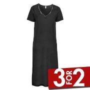 Damella Silk Short Sleeve Nightdress Svart silke Medium Dame