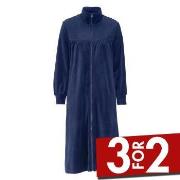 Damella Velour Plain Robe Marine Large Dame