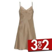 Damella Woven Silk Plain Lace Nightdress Nougat silke X-Large Dame