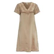 Damella Woven Silk Plain Nightdress Nougat silke Large Dame