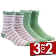 Damella Strømper 2P Bamboo Socks Grønn stripet Str 39/42 Dame