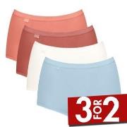 Sloggi Truser 4P Basic Plus Maxi Panty Blå/Oransje bomull 50 Dame