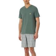 Schiesser 95-5 Short Pyjama V-neck Khaki bomull 48 Herre