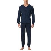 Schiesser Comfort Essentials V-Neck Long Pyjamas Mørkblå bomull 3XL He...