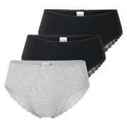Schiesser Truser 3P Modern Brazillian Slips Svart/Grå bomull 44 Dame