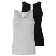 Schiesser 2P Modern Lace Top Svart/Grå bomull 44 Dame