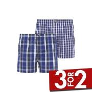 Jockey 2P Woven Boxer Shorts 3XL-6XL Marine Rutete bomull 5XL Herre