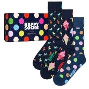 Happy socks Strømper 3P Navy Socks Gift Box Marine mønster Str 41/46